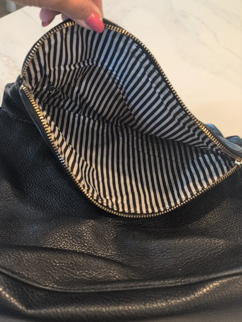 kate spade Black Pebbled Leather Messenger Bag with Front Zip Flap